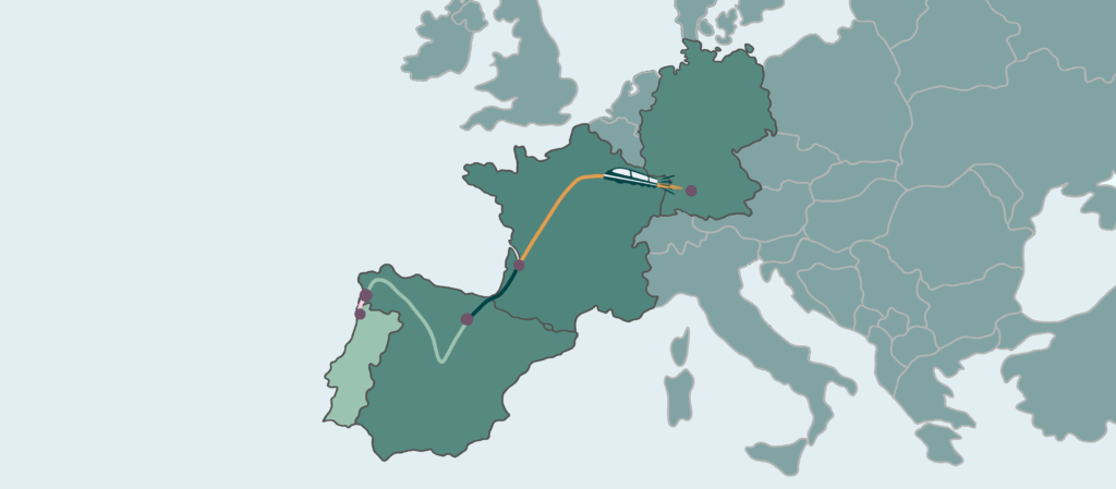Unsere geplante Interrail-Route von Stuttgart nach Viana do Castelo